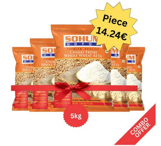 Sohum - Lokwan Wheat Flour - 5kg (Combo of 5)